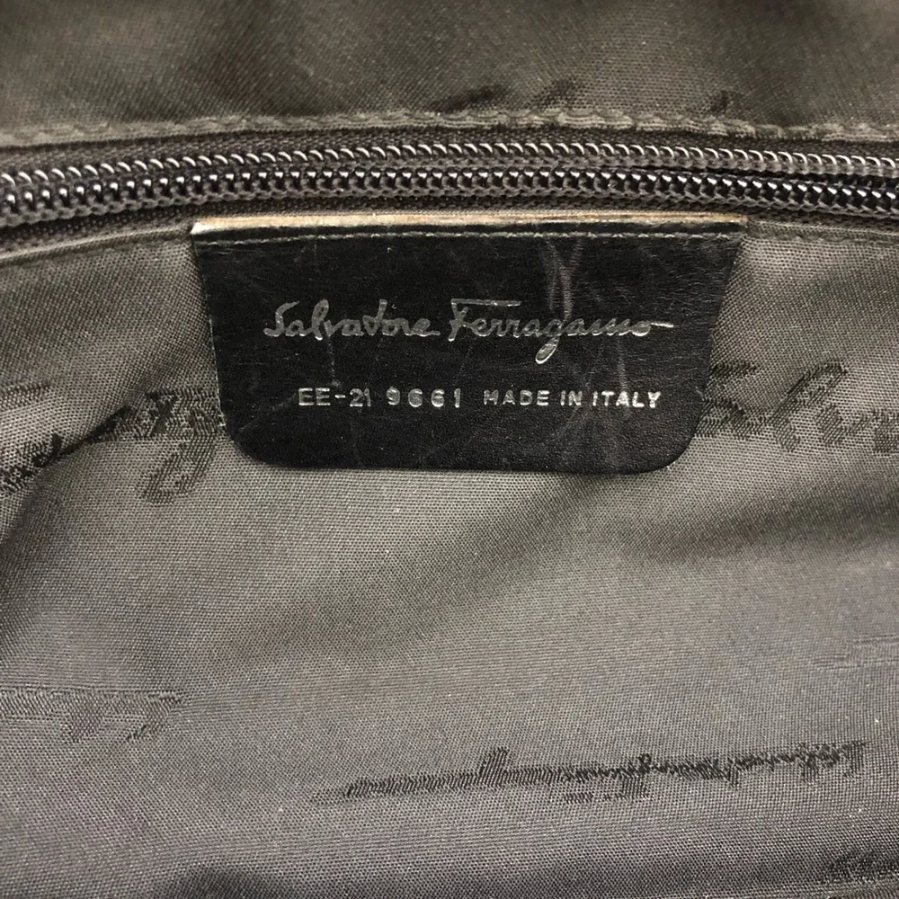 Salvatore Ferragamo Black Canvas Handbag With Leather & Chain Handles - Picture 4 of 16